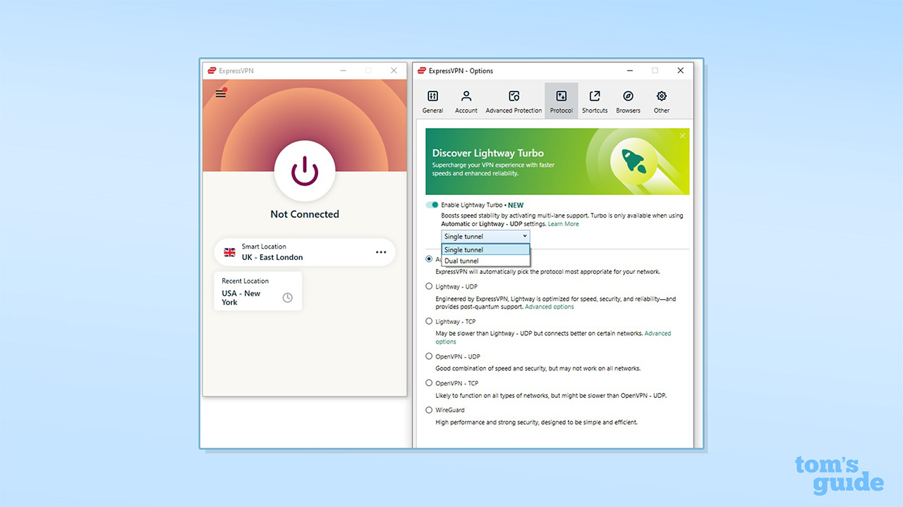 ExpressVPN&#039;s encryption protocol settings