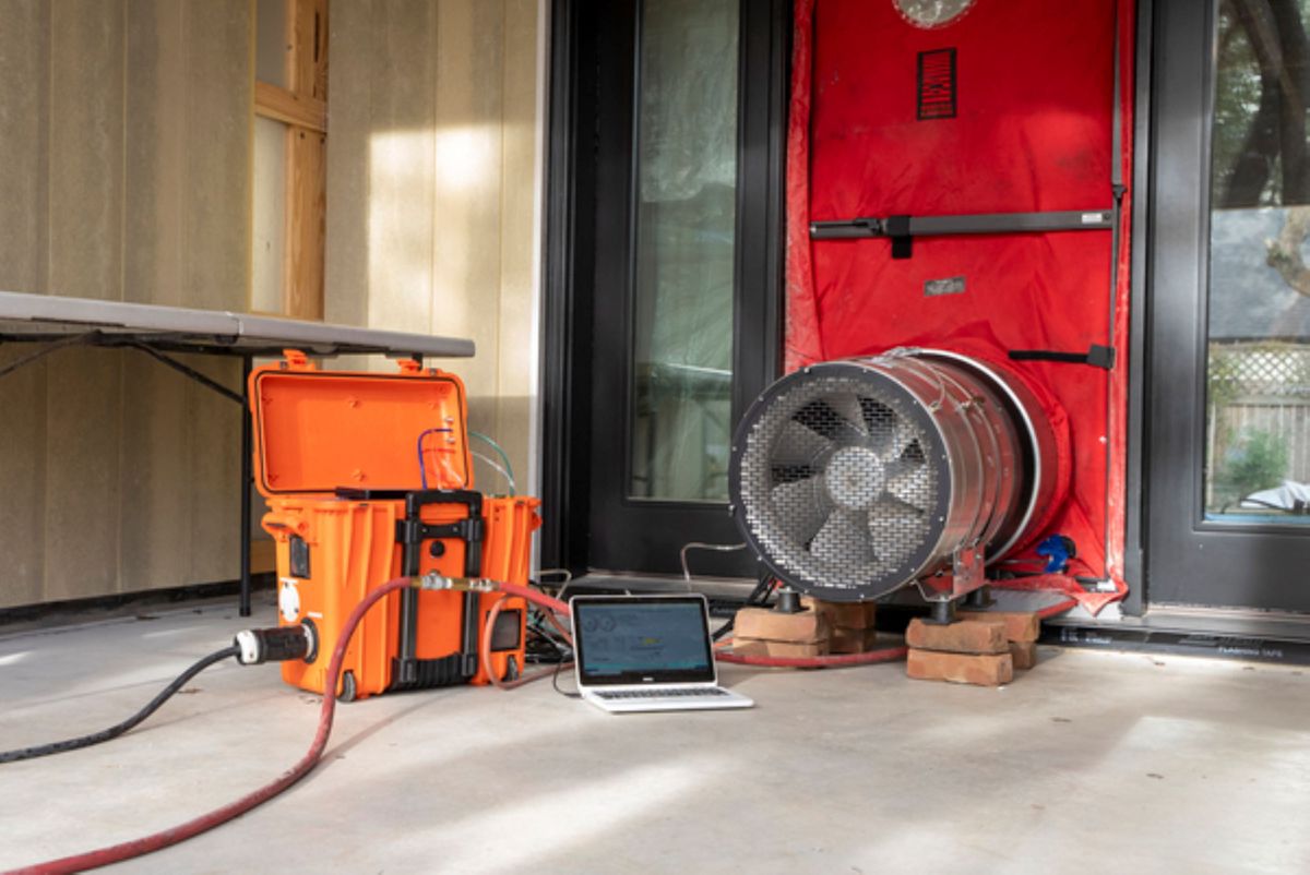 The installation of AeroBarrier which is a fan on the front door to allow ventilation hooked up to a computer monitoring the spray around the home which seals any holes left inside the property