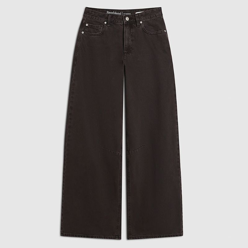River Island, brown wide leg jeans