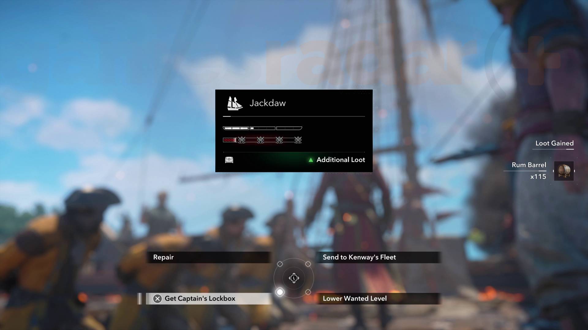 Assassin's Creed Black Flag Resynced naval convoy choices after successful boarding, including captain's lockbox