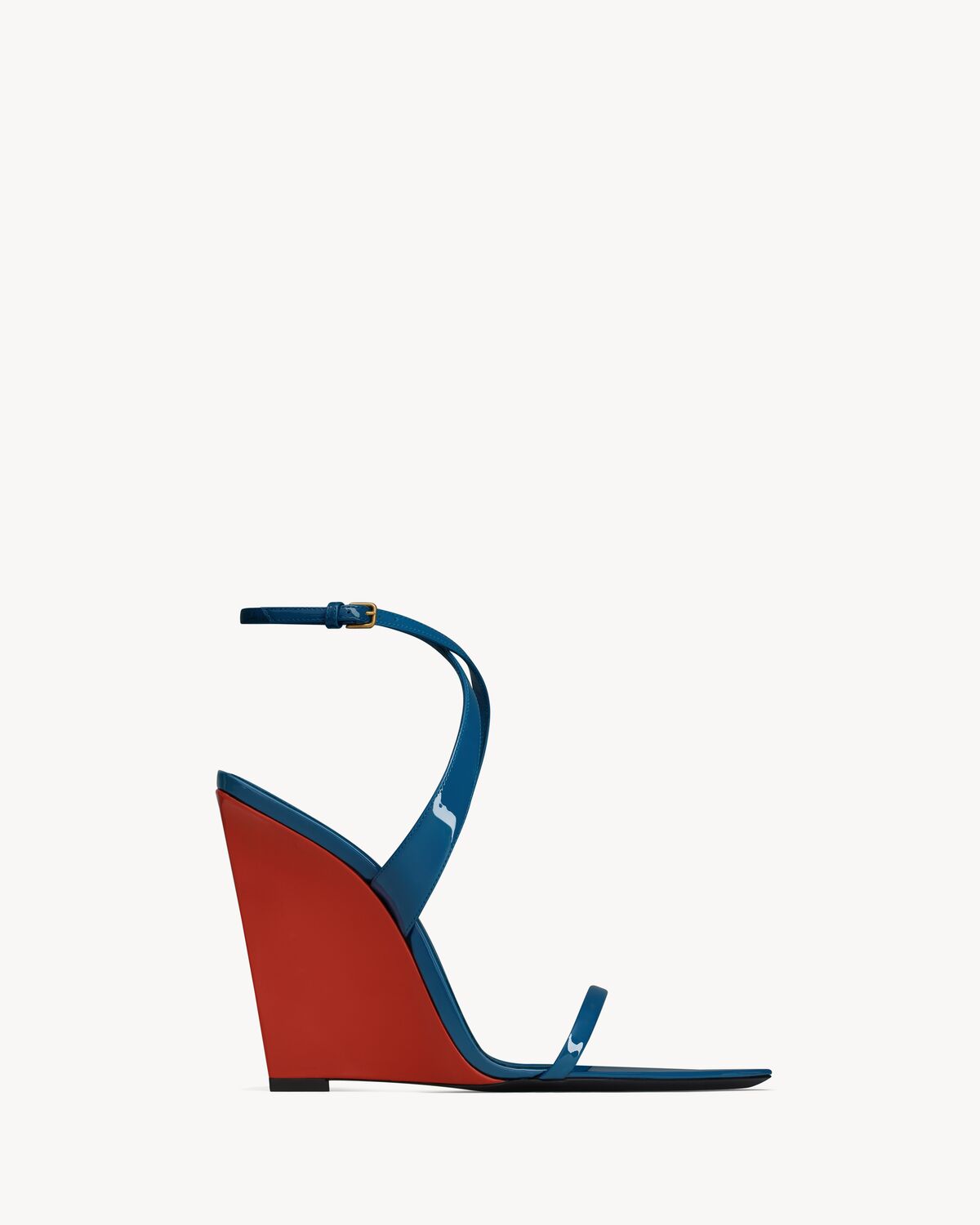 Women's Salomé Wedges in Patent Leather in Duck Blu and Light Rust