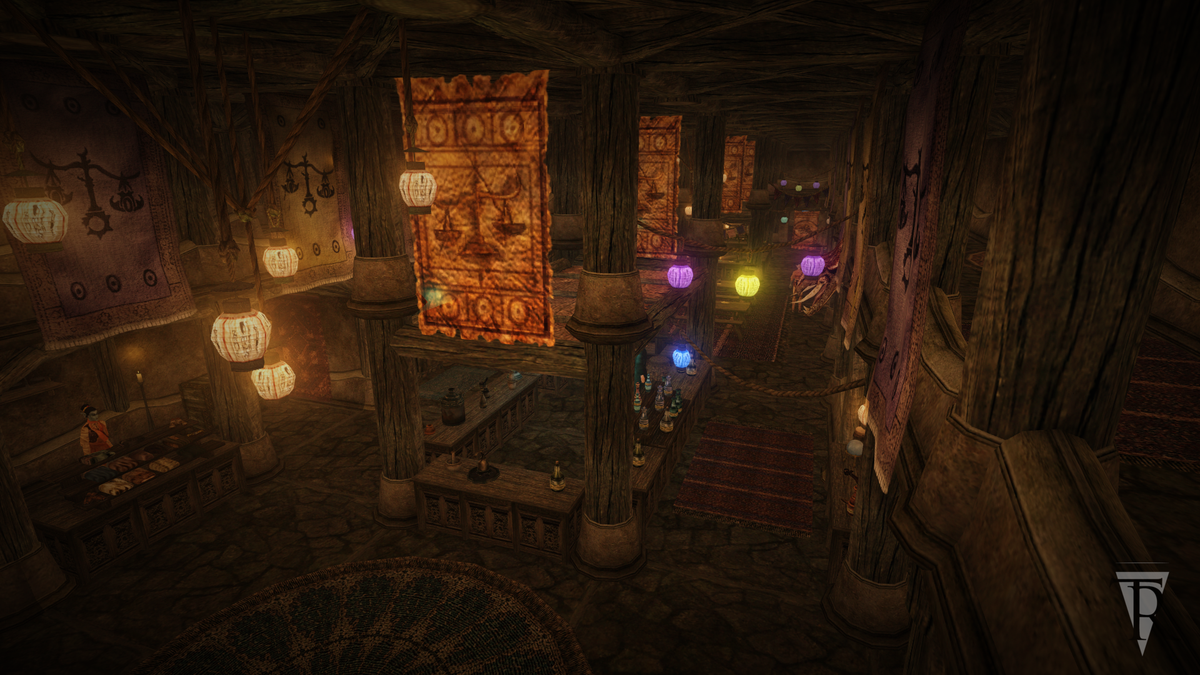Screenshots of Tamriel Rebuilt's new city Narsis and wider regions.