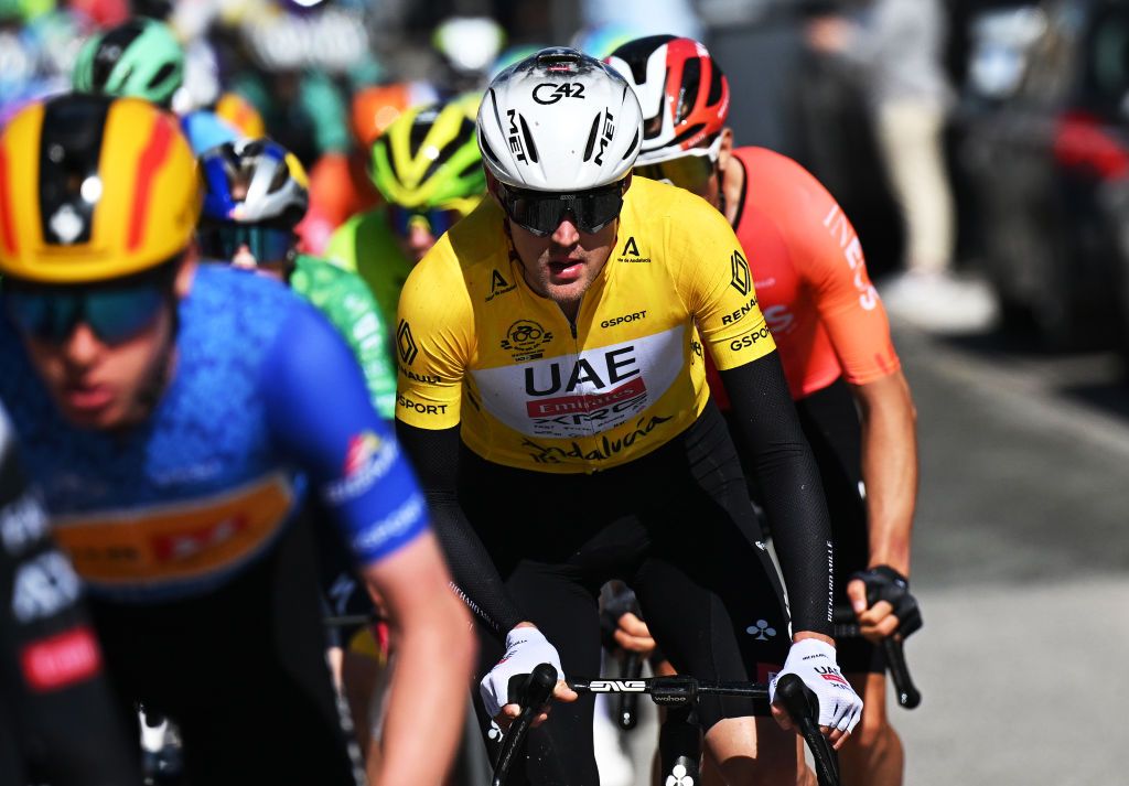 LA LINEA DE LA CONCEPCION SPAIN FEBRUARY 22 Pavel Sivakov of France and UAE Team Emirates Yellow Leader Jersey competes during the 71st Vuelta a Andalucia Ruta Ciclista Del Sol 2025 Stage 4 a 1943km stage from Cordoba to Alhaurin de la Torre on February 22 2025 in La Lnea de la Concepcion Spain Photo by Szymon GruchalskiGetty Images