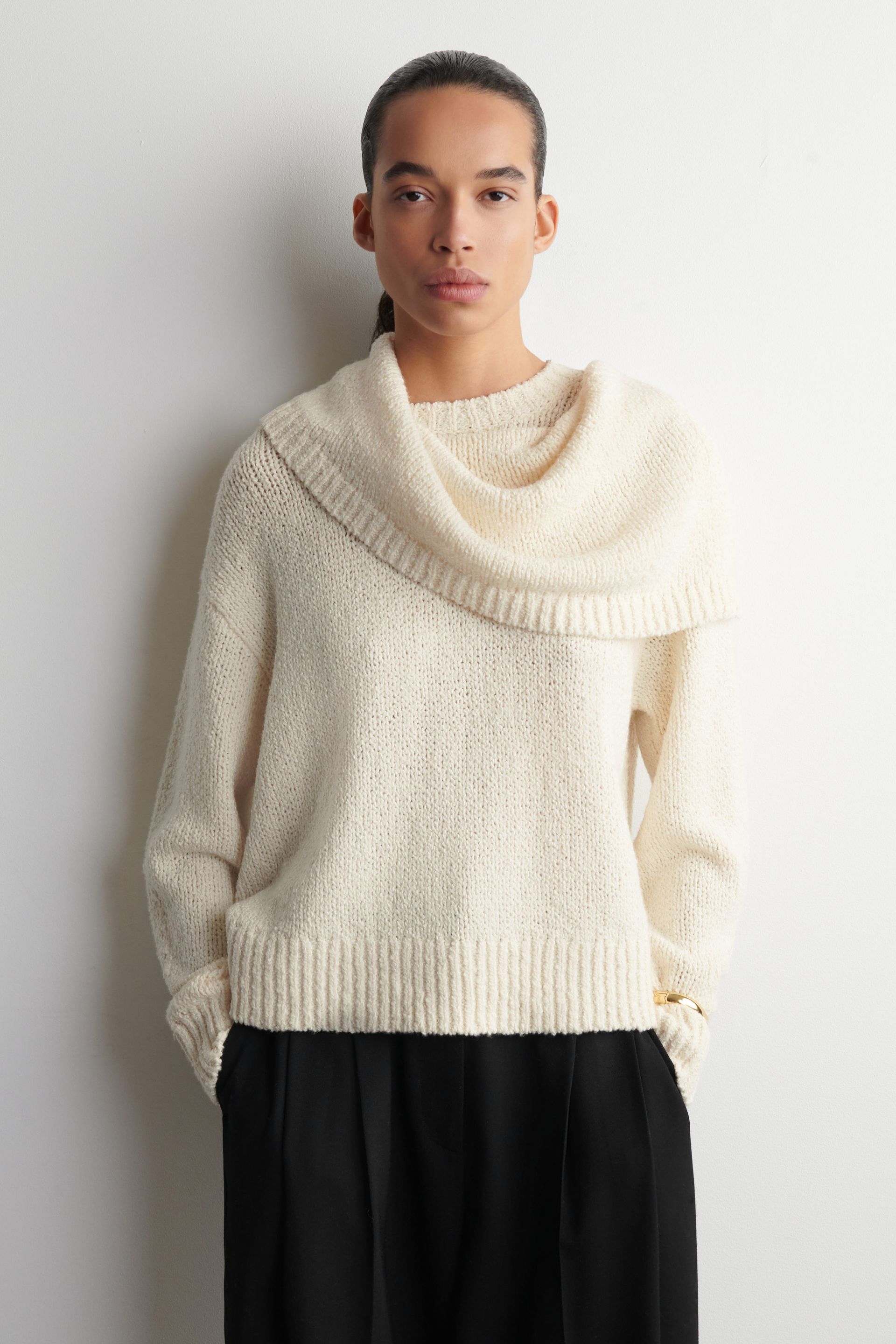 Layered Shawl Merino-Cashmere Sweater
