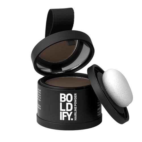 Boldify Hairline Powder - Root Touch Up Hair Color for Gray Coverage - Bald Spot Concealing Hair Powder for Women and Men - 24-Hour Stain-Proof - Medium Brown