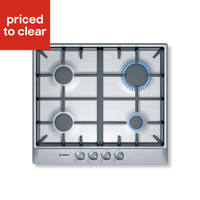 Bosch PCP615B90B 4 Burner Cast iron &amp; stainless steel Gas Hob | Was £210, now £189