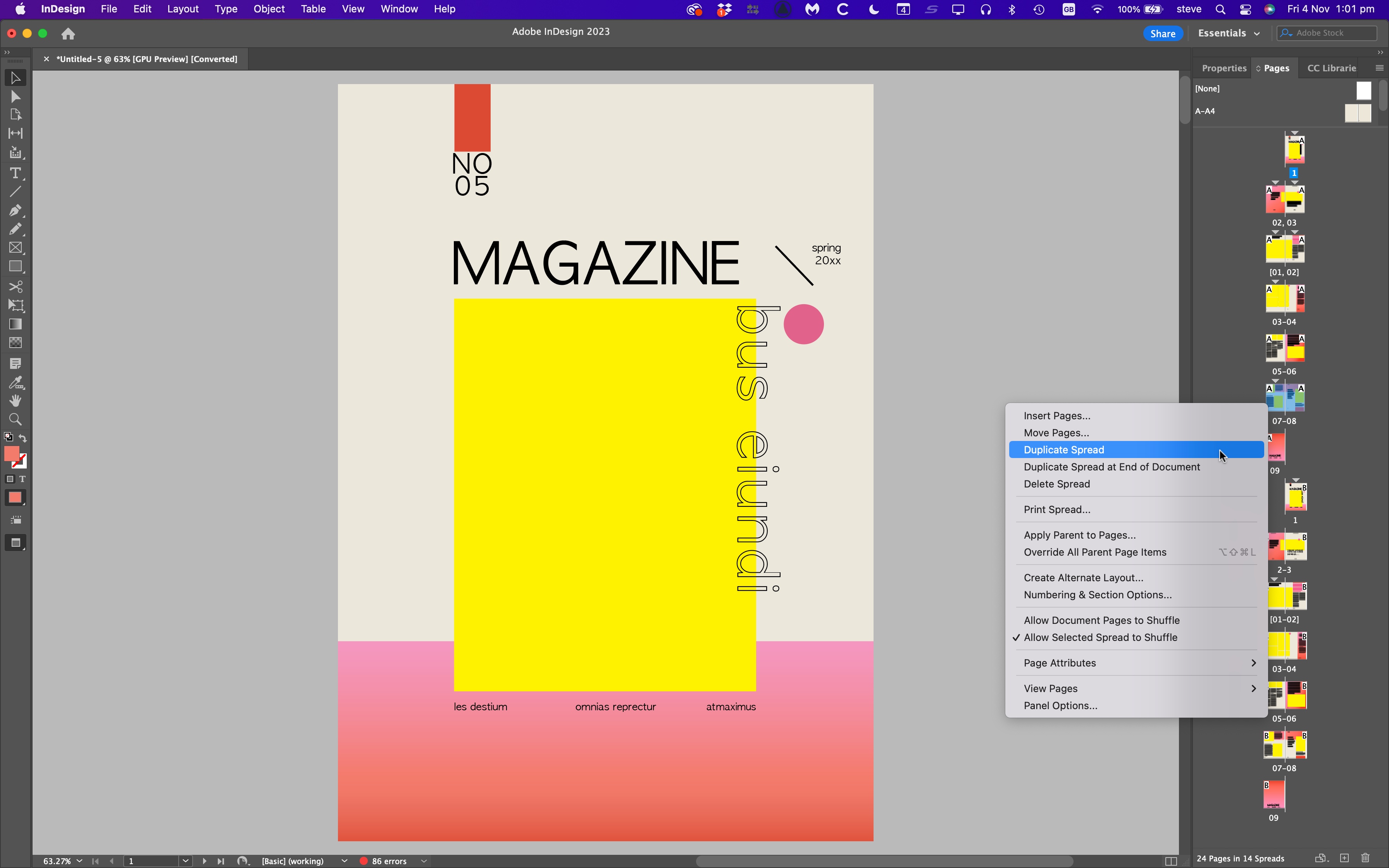 Adobe InDesign em uso