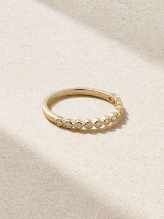 Slim Lattice 14-Karat Gold Diamond Ring