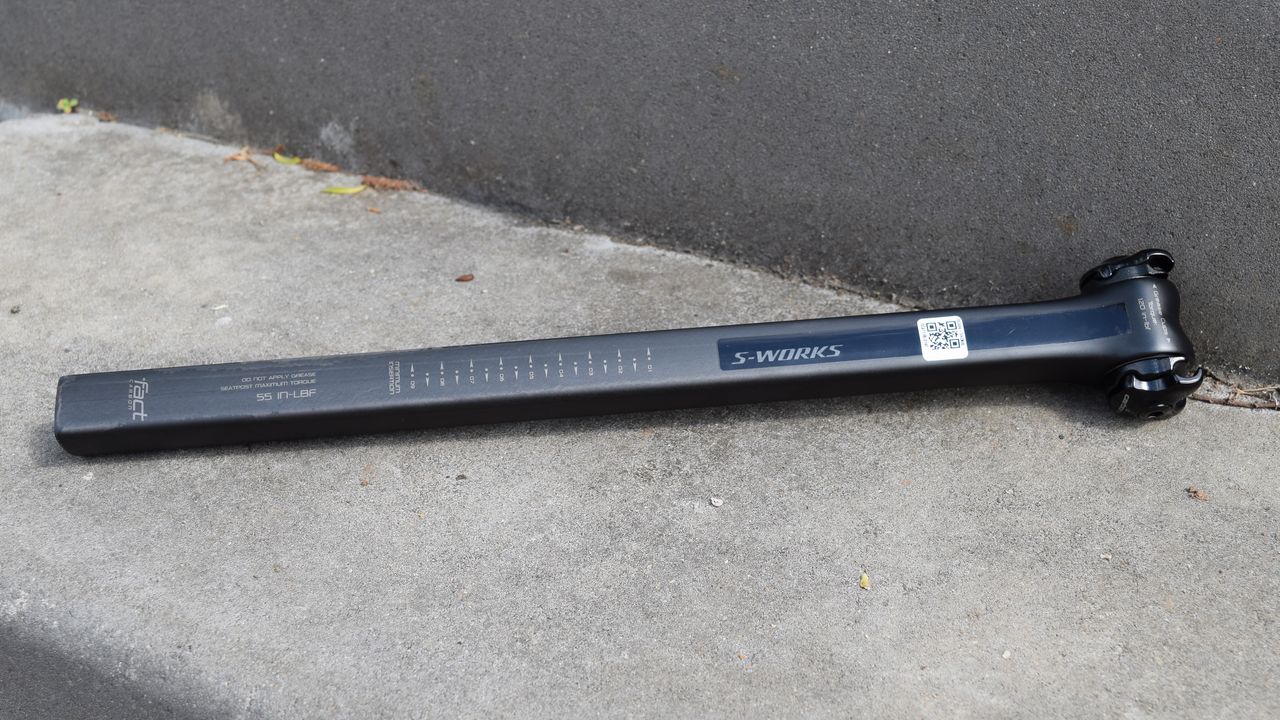 The S-Works Pave&eacute; seat post features measurement marks to the rear of the post for ease of setup