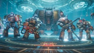 Warhammer 40,000: Chaos Gate - Daemonhunters - a dreadnought and four grey knights hang out in the new Duty Eternal DLC