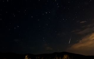 Photographer Tyler Leavitt captured this bright Perseid meteor on Aug. 12 as it lit up the sky just outside of Las Vegas, Nevada, during the peak of the 2012 Perseid meteor shower.
