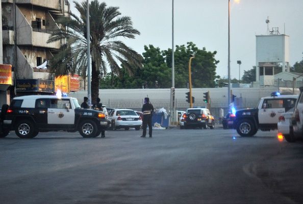 Police outside of the U.S. consulate in Jeddah, Saudi Arabia.