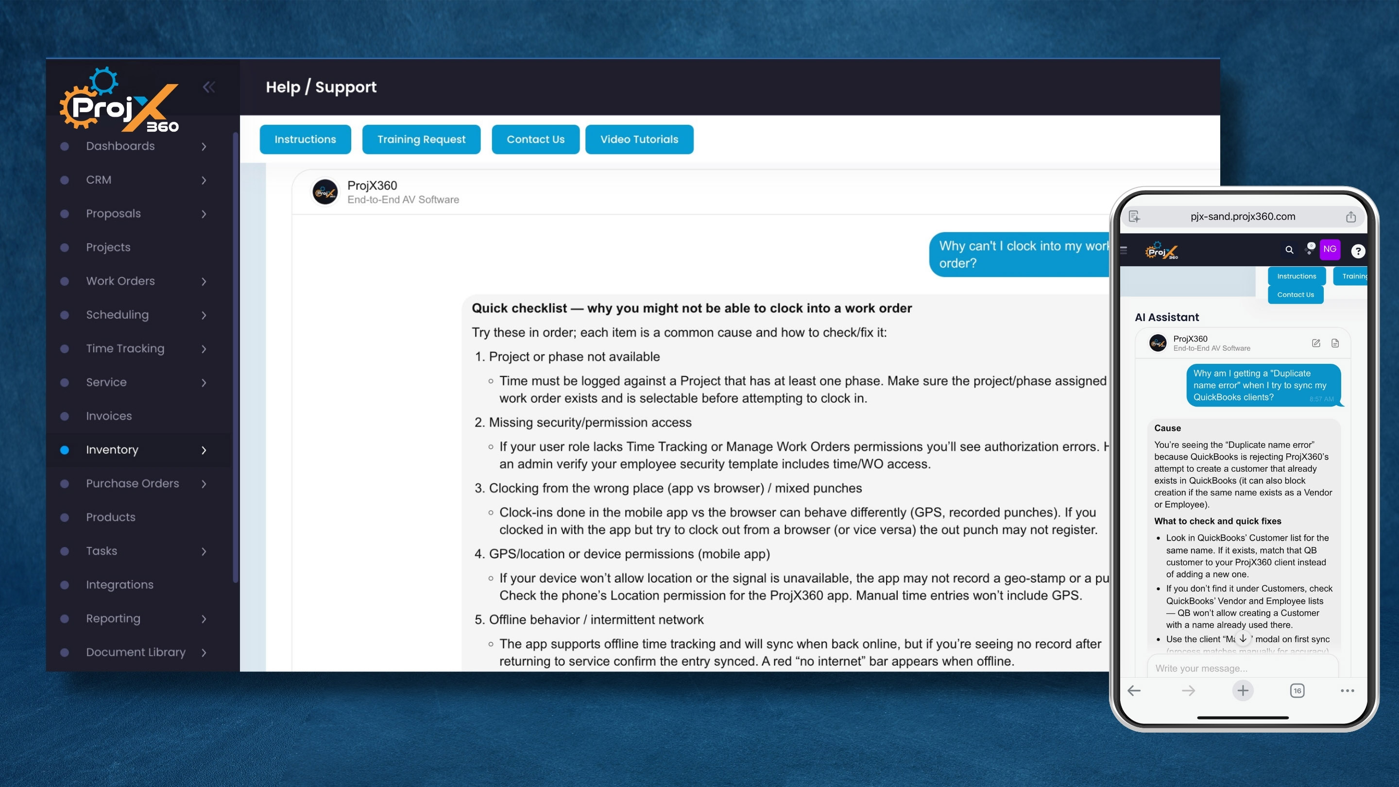 The new ProjX360 AI Assistant on a display.