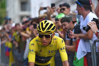 Egan Bernal (Team Ineos) on the celebratory stage 21 of the Tour de France