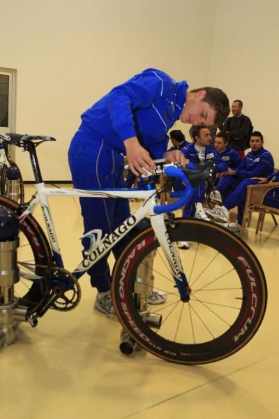 Enrico Battaglin checks out his 2012 rig