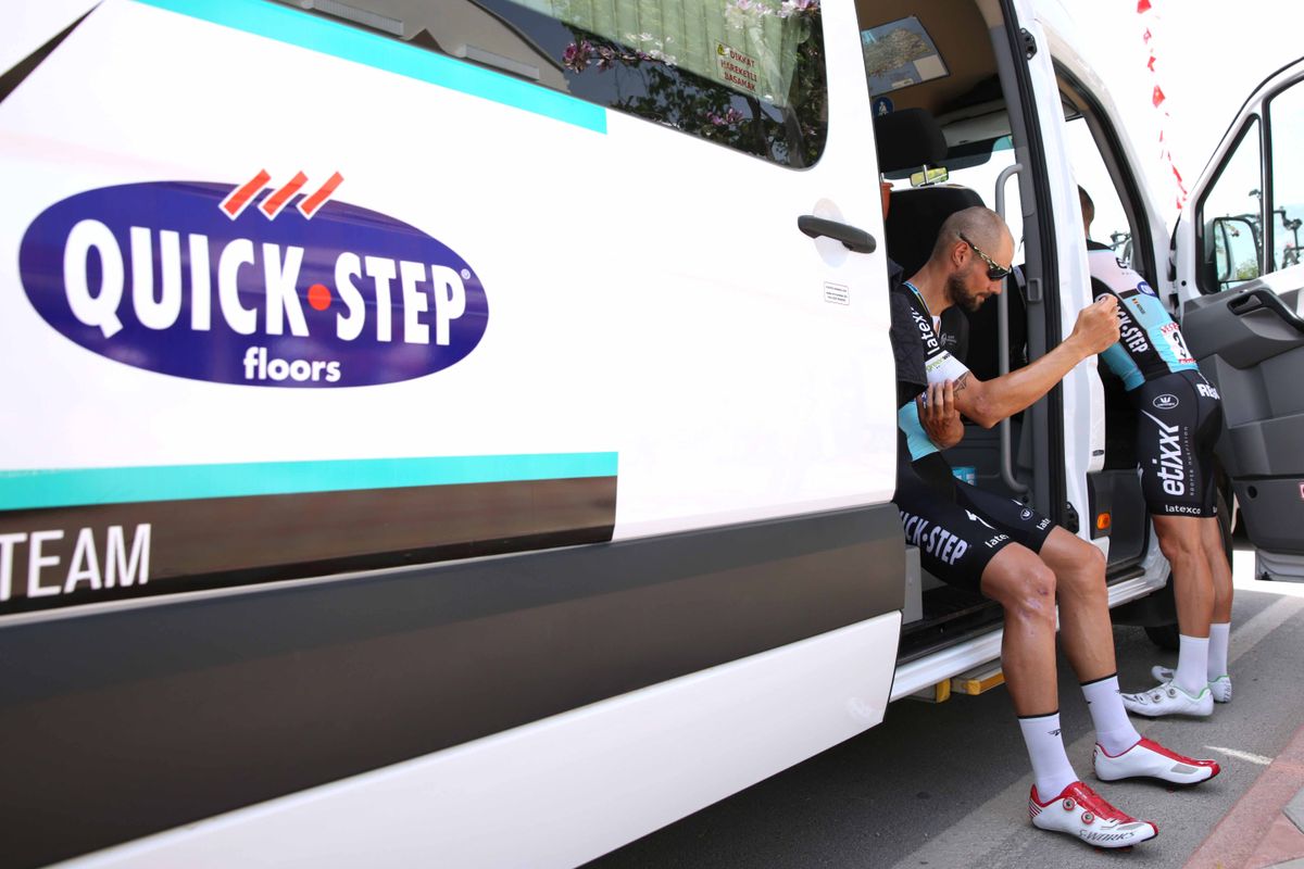 Tom Boonen at the Etixx-Quickstep bus