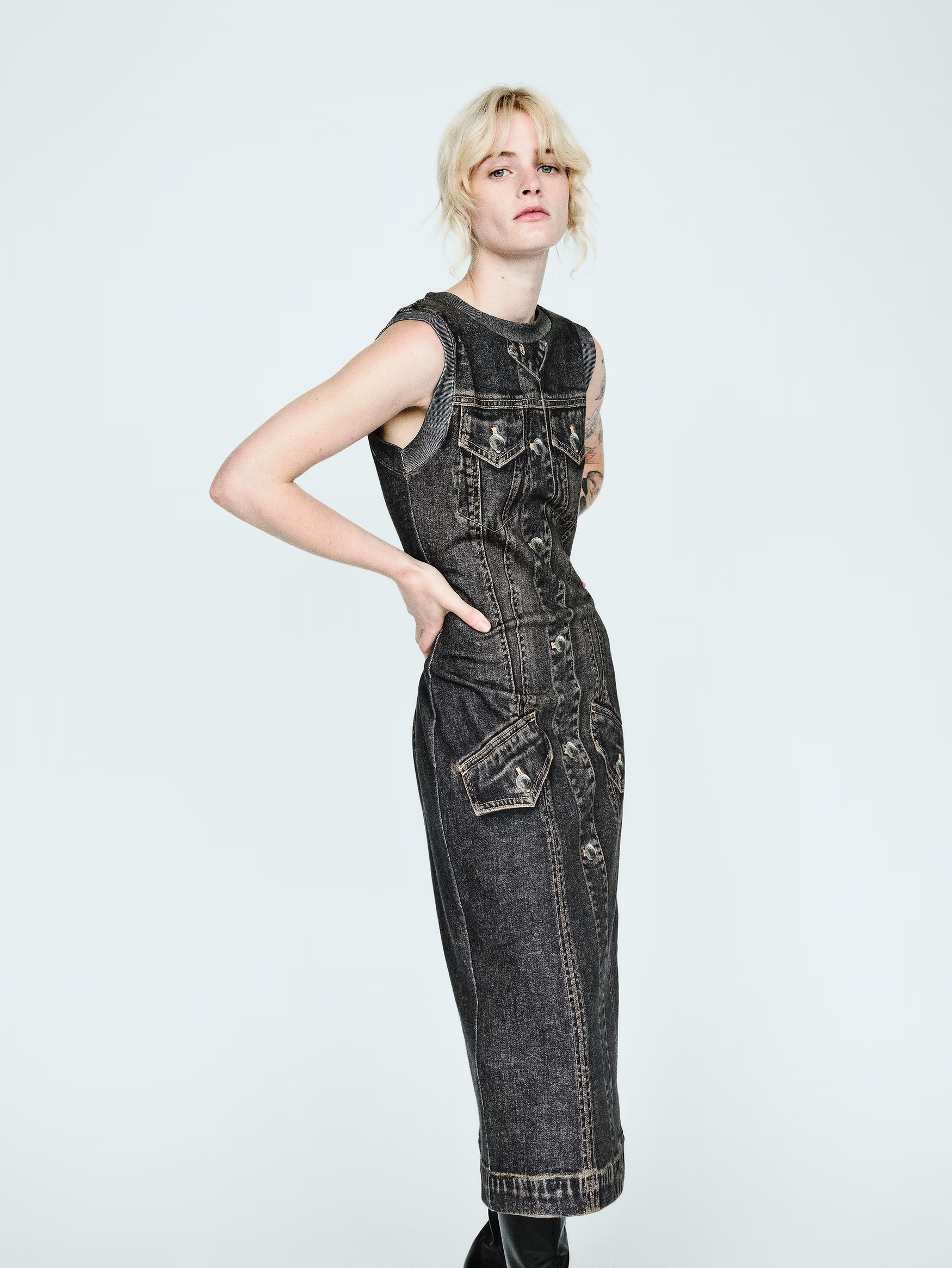 Gapstudio , Printed Denim Terry Dress