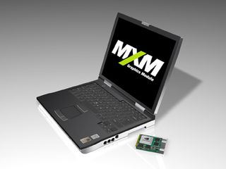"This is not a new idea," said Rob Csongor, Nvidia's General Manager of the firm's mobile division. "We are used to this from the desktop." In fact, Csongor believes that notebook users will soon be able to use graphics cards just as desktop PC users. According to Csongor, MXM does not only enable notebook manufacturers to offer new GPUs in their mobile PCs almost simultaneoulsy to desktop computers, but MXM-based notebook graphics will also feature an upgrade ability. Switching graphics cards could be as easy as changing a battery pack, Csongor said.