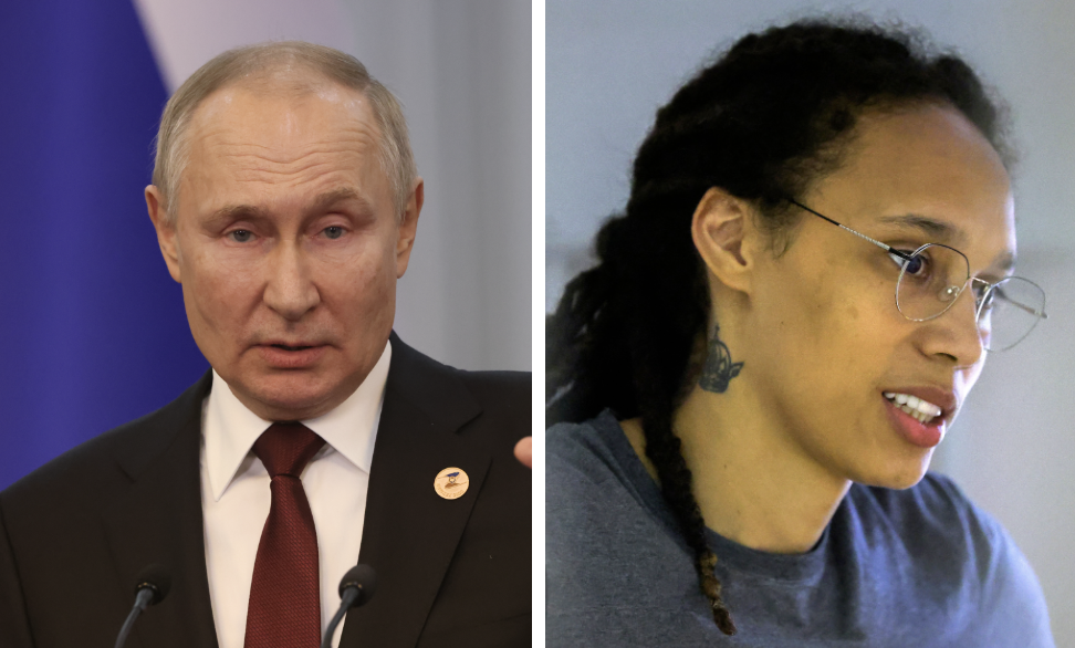 Russian President Vladimir Putin and WNBA star Brittney Griner. 