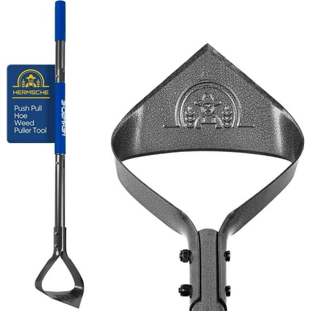 Luxvie Hula Hoe Garden Hoe Heavy Duty Long Handle Adjustable Garden Hoes for Weeding Gardening Tool Stainless Steel Scuffle Hoe Garden Tool V-Blade,black