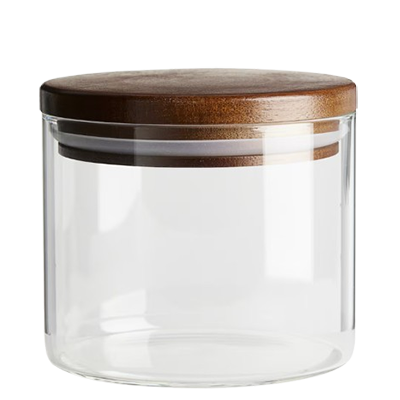 Wooden lid glass jar