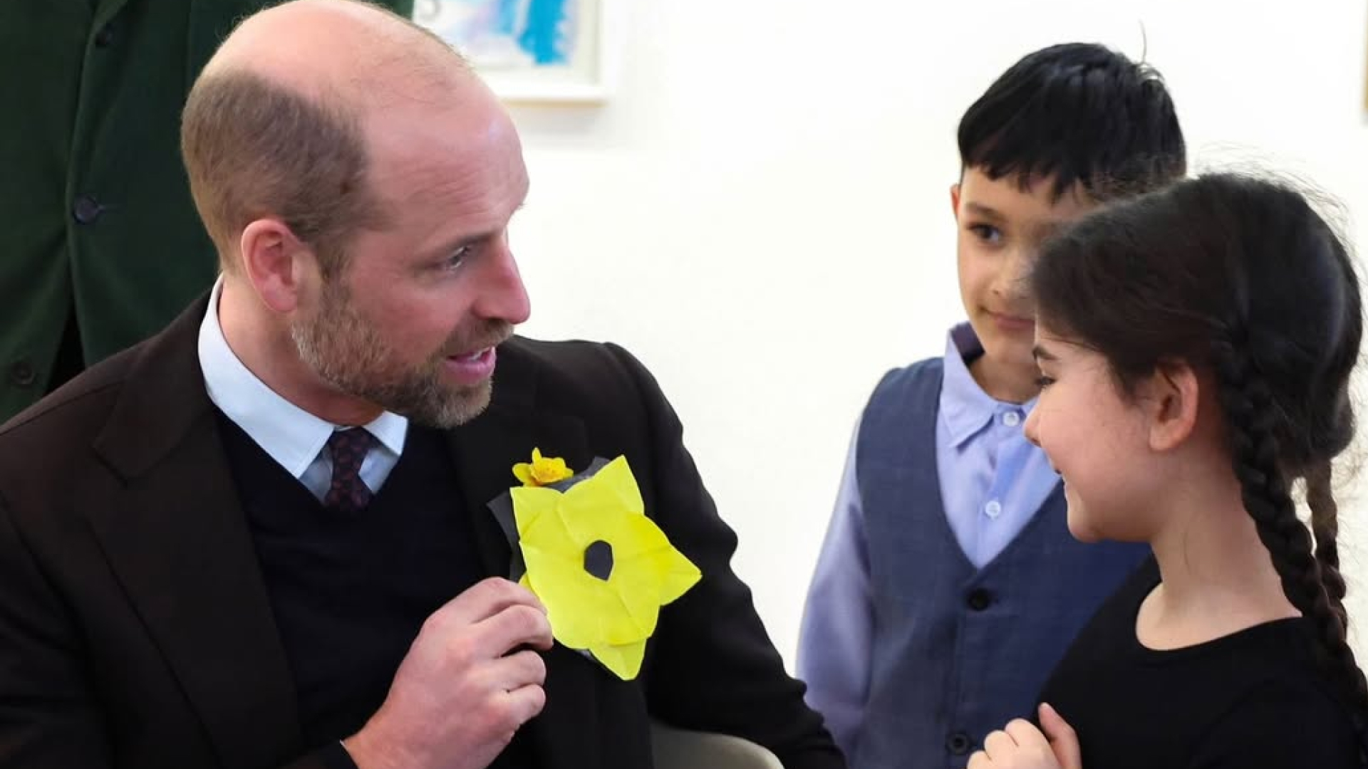 Prince William and Kate Middleton meet children during a visit to Wales in February 2026