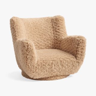 Cloud Fur Latte Lennon Low Swivel Lounge Chair