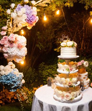wedding cake and arch