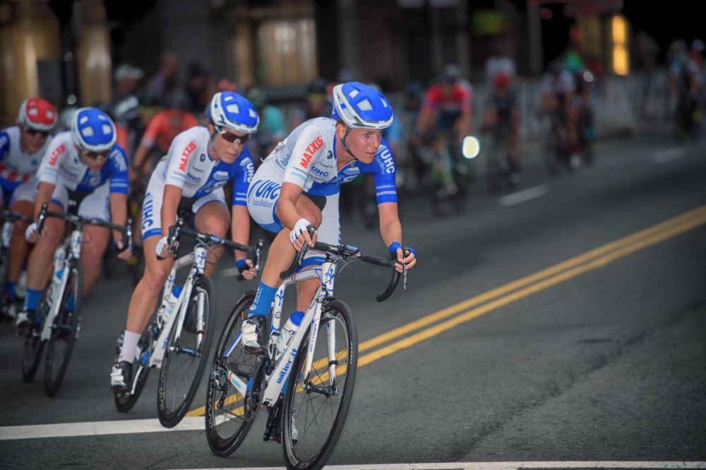 United Health Care controlling the 2016 women's race of the Charlotte Criterium presented by Novant Health