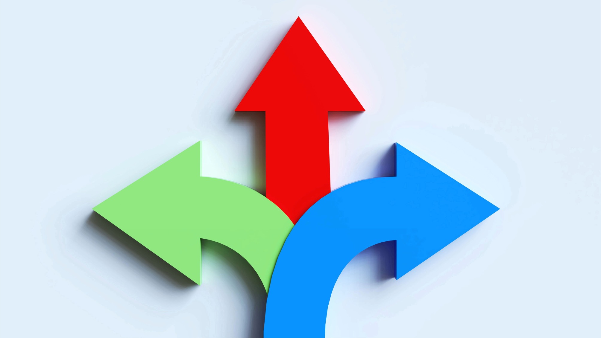 Three arrows pointing in different directions. 