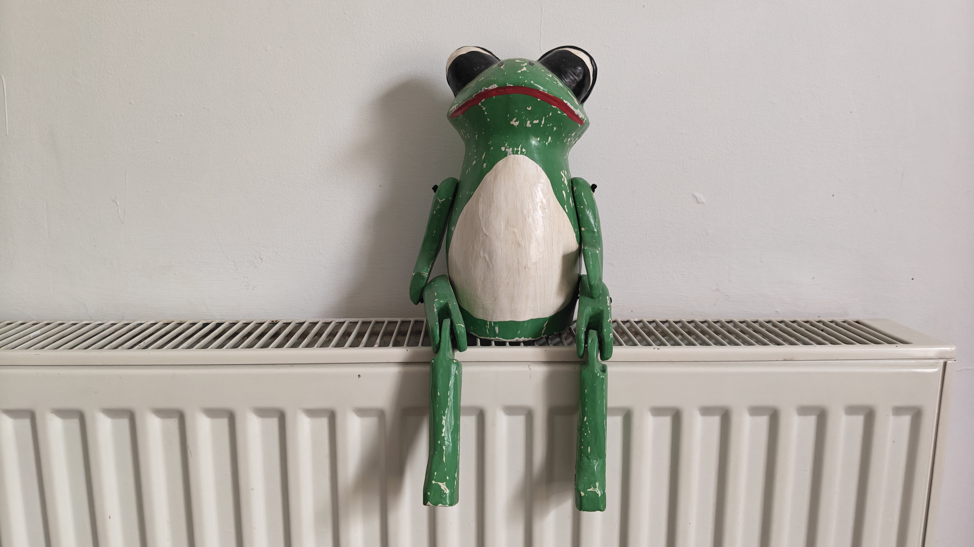 Photo of frog ornament sitting on radiator, taken on Oppo Reno 16 5G