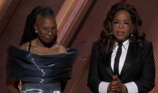 Whoopi Goldberg and Oprah Winfrey presenting Quincy Jones tribute at 2025 Oscars