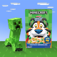 Kellogg's Frosted Flakes with Minecraft Creeper marshmallows