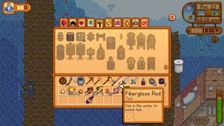 A fiberglass rod in the inventory menu in Stardew Valley