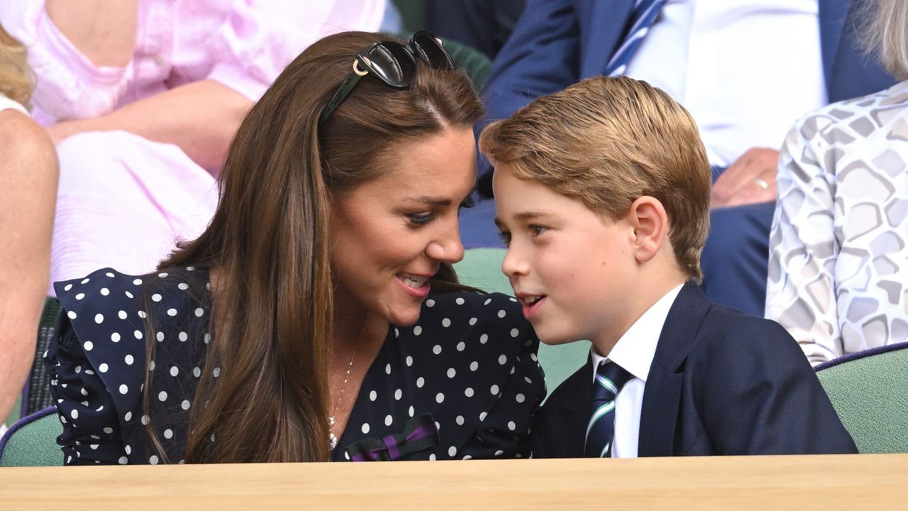 Catherine, Duchess of Cambridge and Prince George of Cambridge attend the Men&#039;s Singles Final at All England Lawn Tennis and Croquet Club on July 10, 2022 in London, England. 