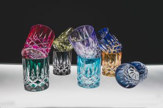Coloured crystal glasses