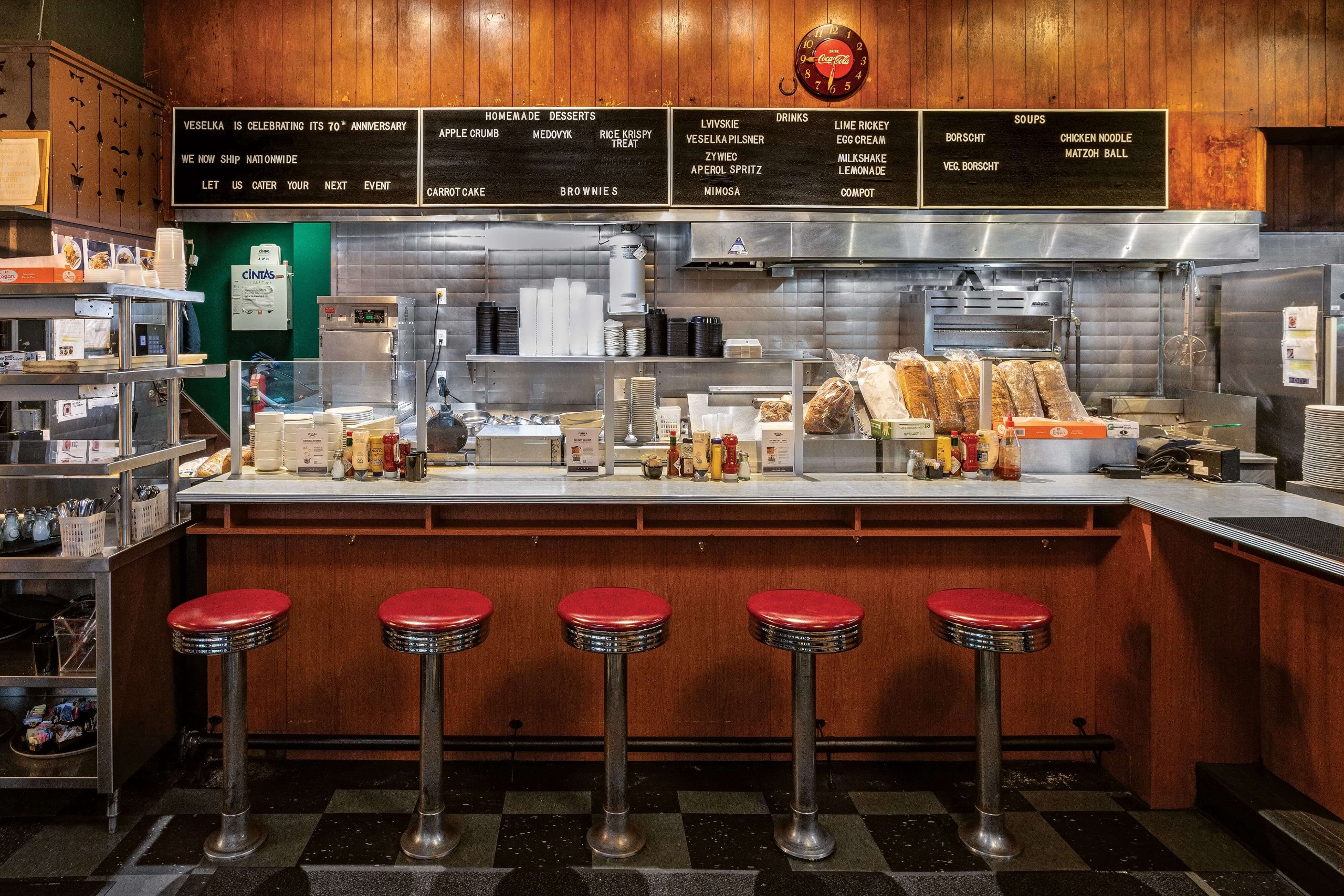 Interior of Veselka diner, New York.