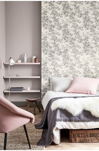 Pink and grey bedroom