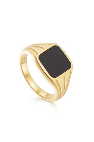square black and gold signet ring, gold jewellery
