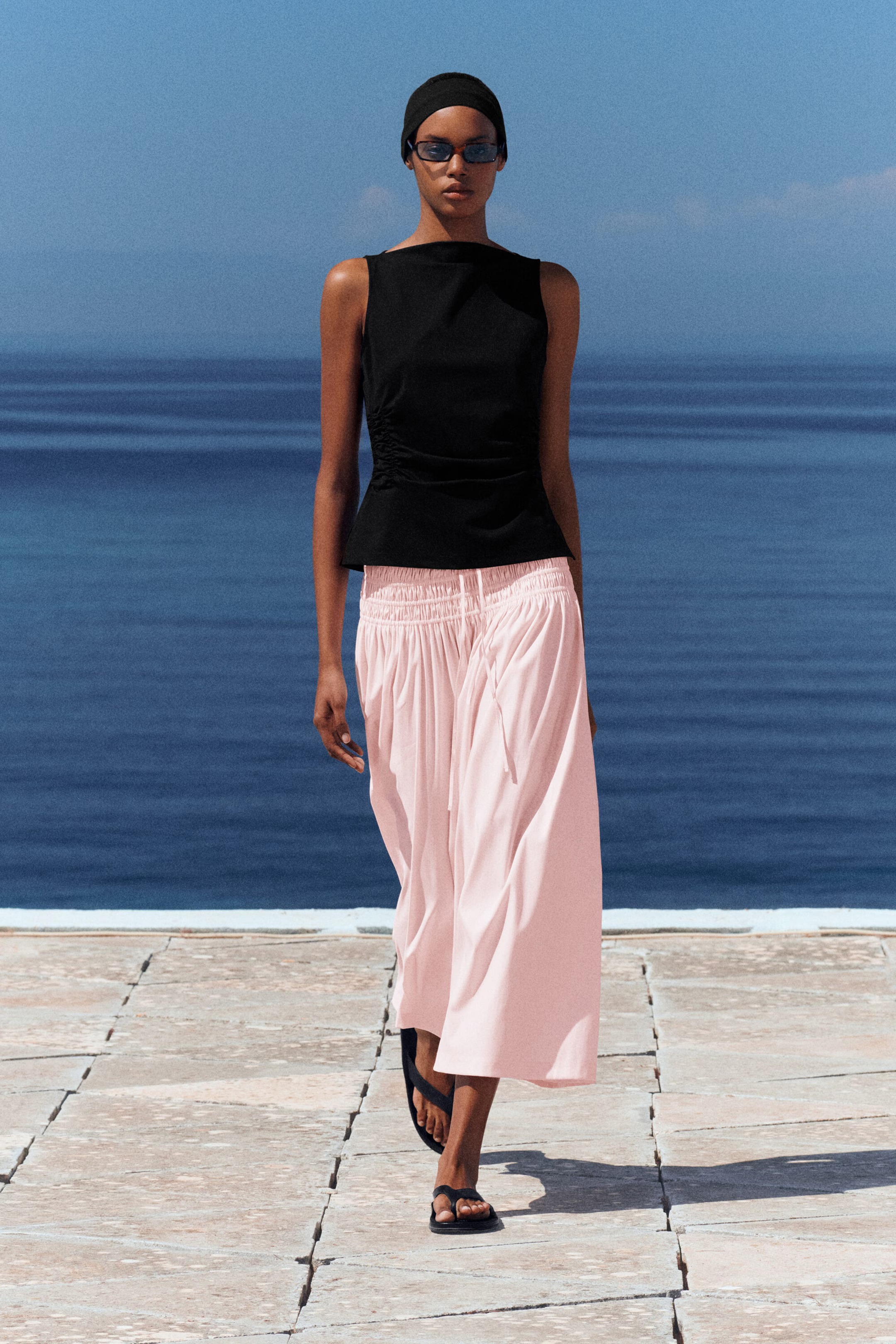 cos, Ruched-Waist Cotton-Jersey Tank Top