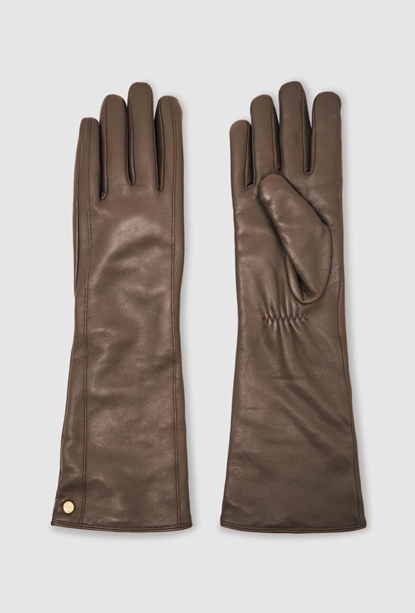 Long Leather Gloves in Taupe