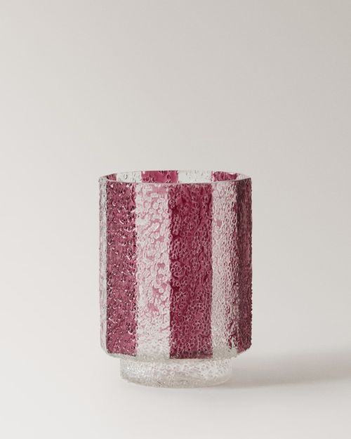 Small Striped Glass Candle Holder