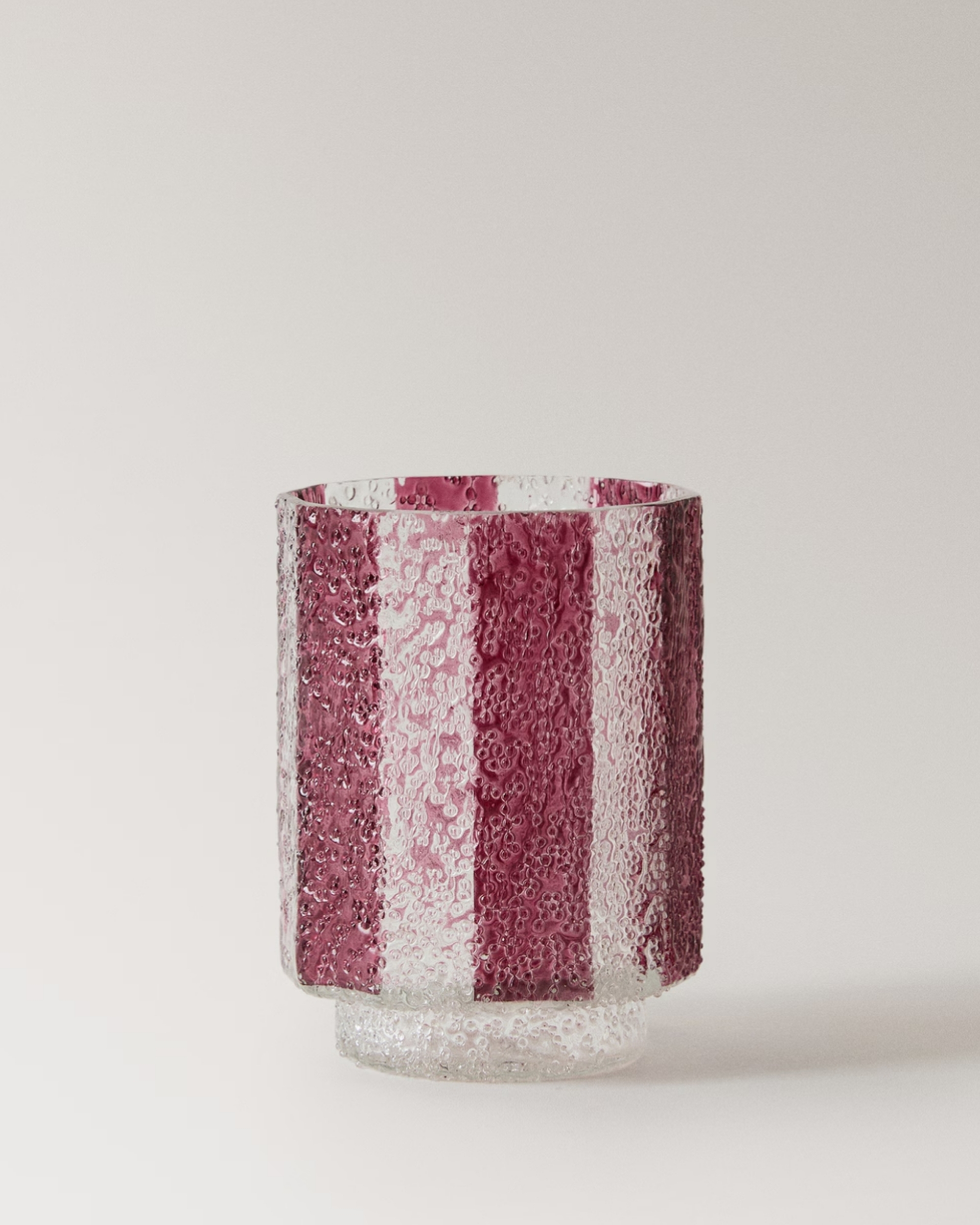 Small Striped Glass Candle Holder