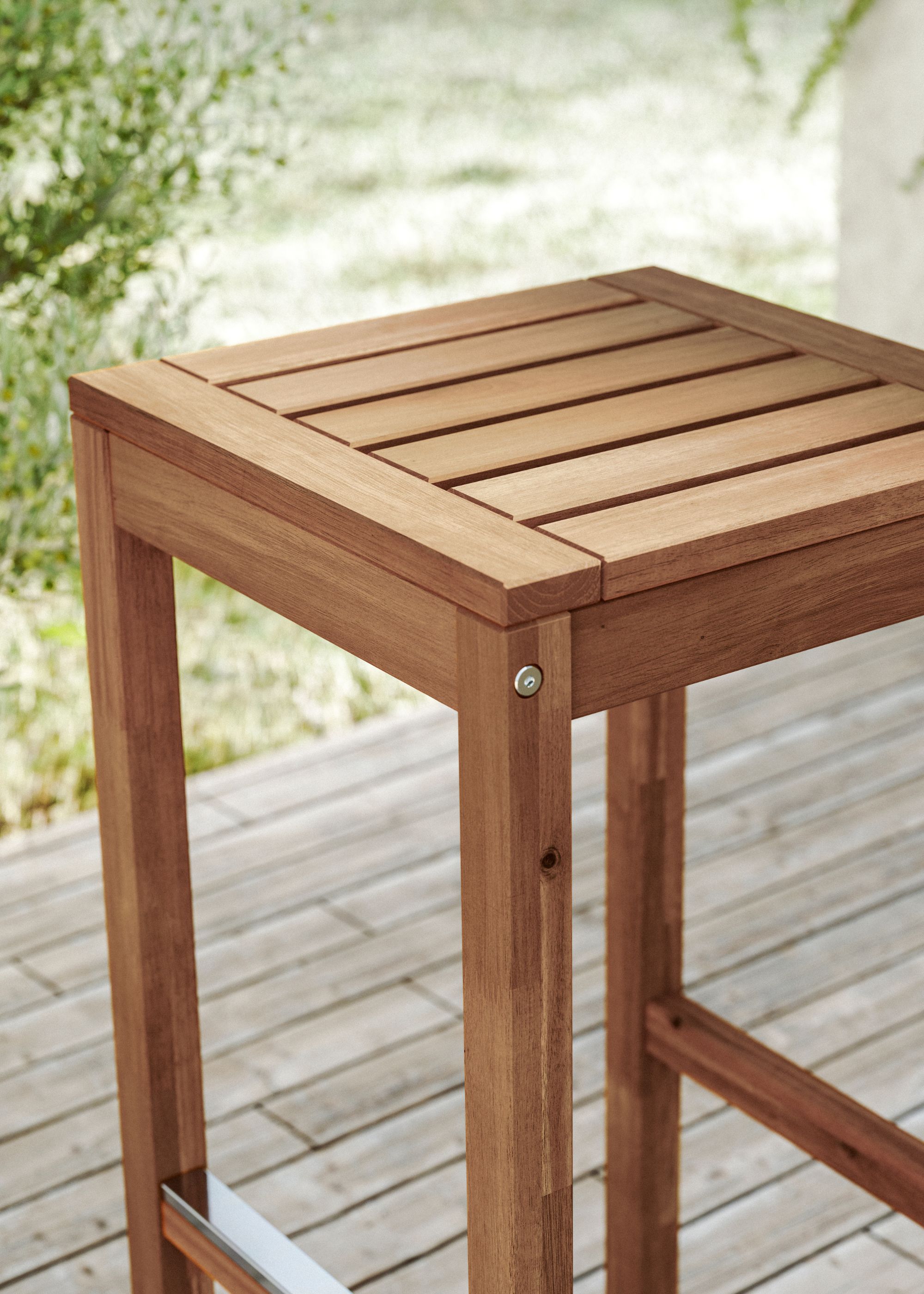 IKEA's NAMARRO Bar Stool up close on a patio outdoors