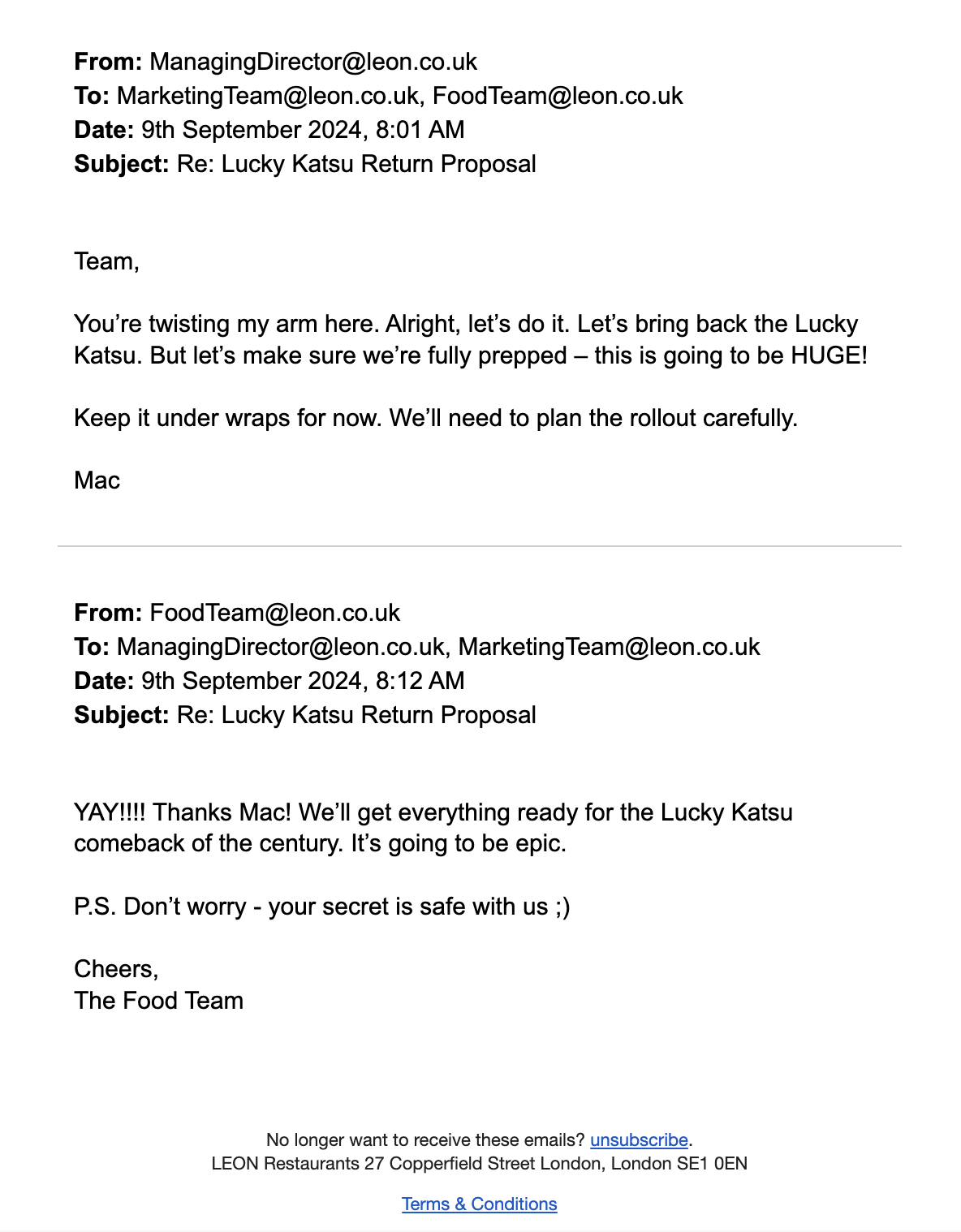 LEON 'leaked' email chain