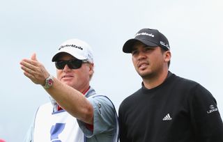 Col Swatton and Jason Day on the golf course working together