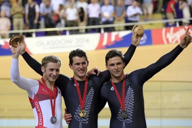 Jason Kenny, Sam Webster and Ed Dawkins made up the sprint podium