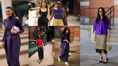 editors and influencers wearing purple during nyfw