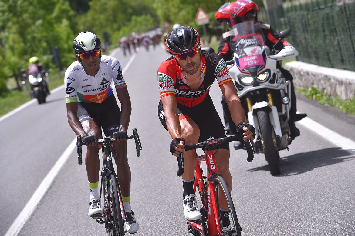 Daniel Teklehaimanot and Fran Ventoso on stage 17 of the Giro d'Italia
