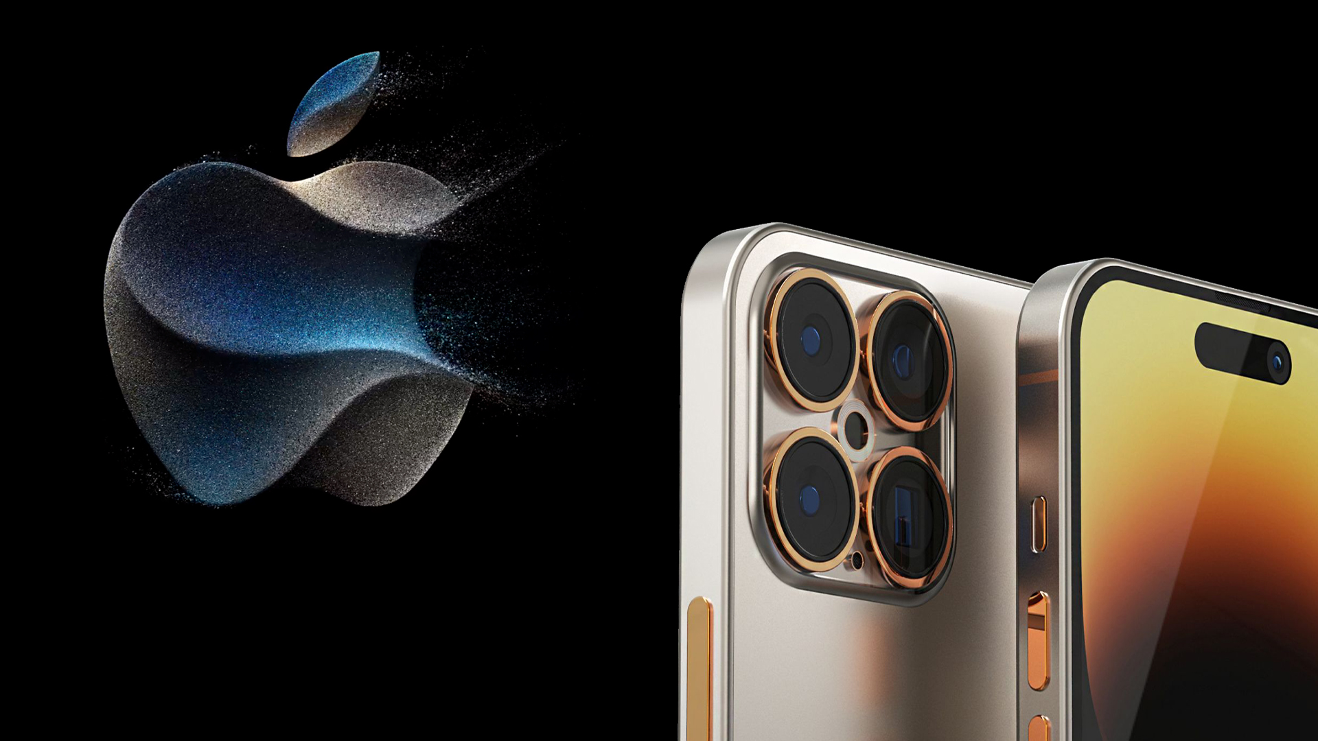 Apple logo and iPhone 15 concept